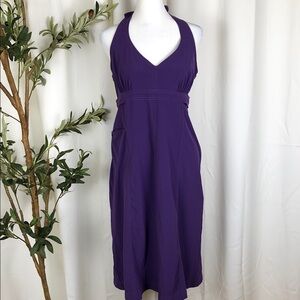 Athleta Everywhere Purple Halter Midi Dress Sz 14 (DJ4)